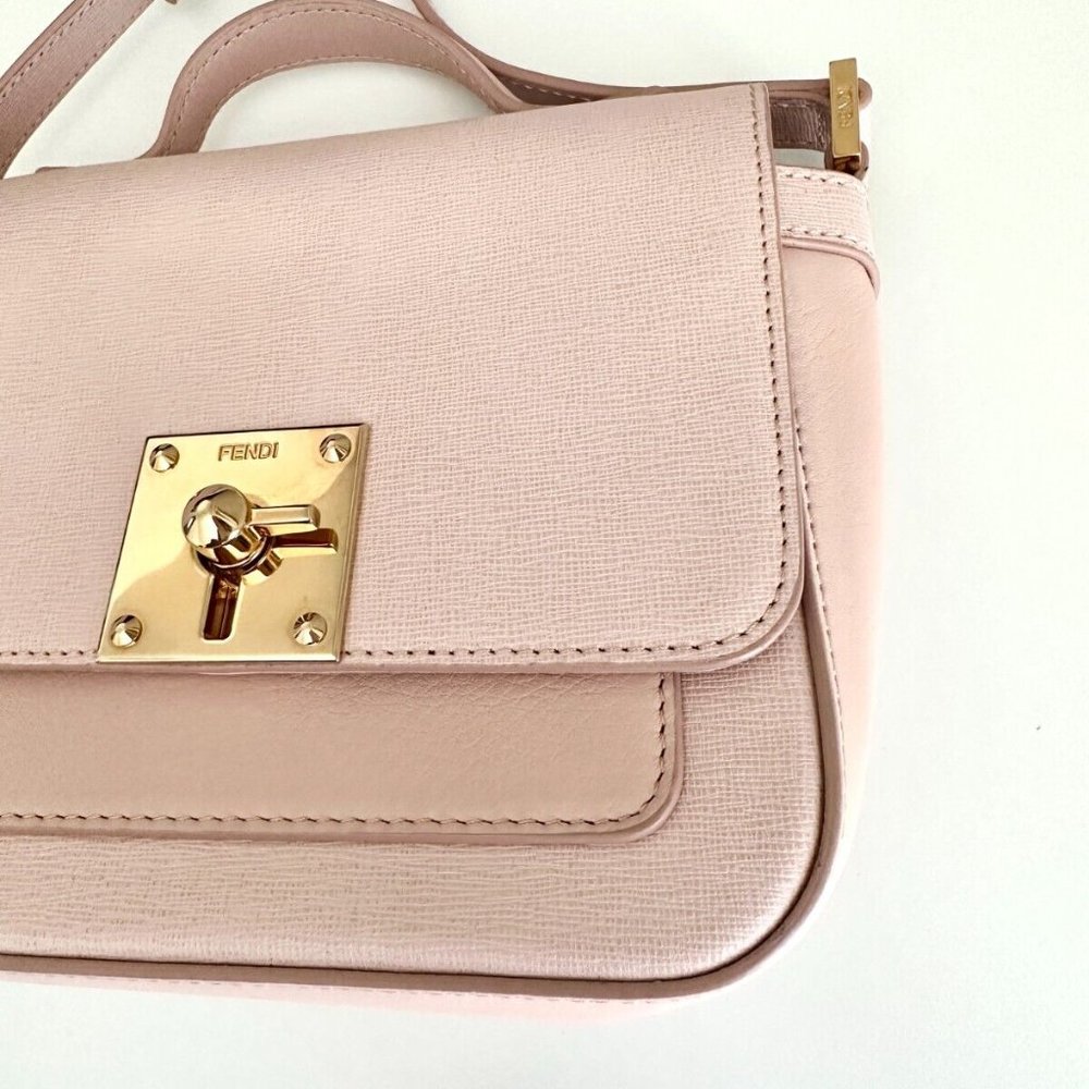FENDI Light Pink Leather Shoulder Crossbody Bag